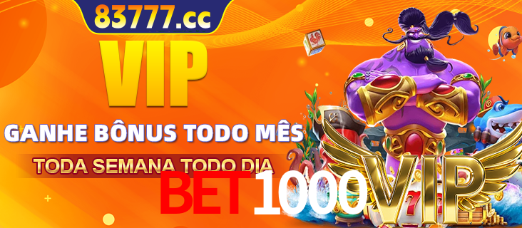 Banner promocional do BET1000 oferecendo 100% de recompensas adicionais contínuas para quem fizer o login diário (Daily sign-in), com um mascote de coelho.