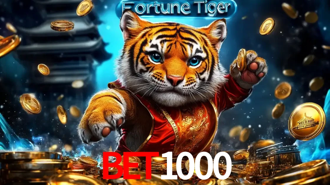 Imagem promocional do jogo de slot Fortune Tiger, com um tigre majestoso em traje tradicional cercado por uma fortuna em moedas de ouro, disponível agora no cassino BET1000.