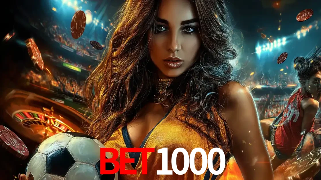 Mulher segurando uma bola de futebol em uma montagem que mistura a paixão esportiva com a emoção da roleta de cassino, tudo disponível na plataforma BET1000.
